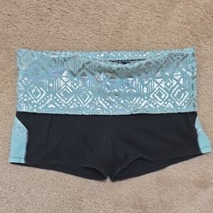 Victoria's Secret Black and Teal Patterned Athletic Shorts